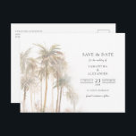Modern Tropical Trees Typography Save The Date Announcement Postcard<br><div class="desc">Modern Tropical Trees Typography Save the Date announcement postcard</div>