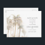 Modern Tropical Trees Typography Save The Date Announcement Postcard<br><div class="desc">Modern Tropical Trees Typography Save the Date announcement postcard</div>