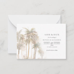 Modern Tropical Trees Typography Save The Date Note Card
