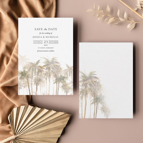 Modern Tropical Trees Typography Wedding Save The Date