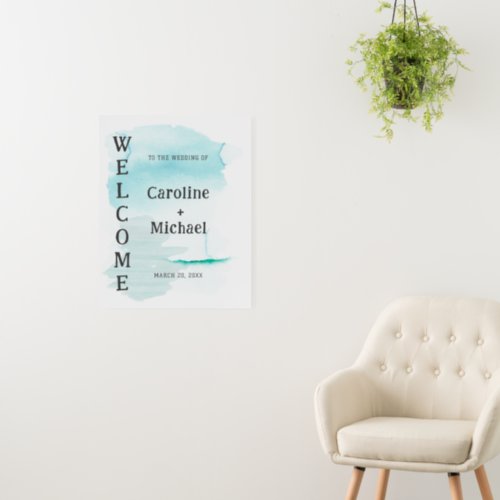 Modern Tropical Turquoise Watercolor Welcome Foam Board