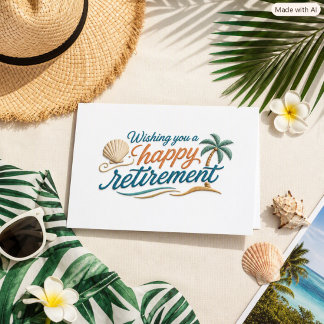 Modern Tropical Typography Retirement Card