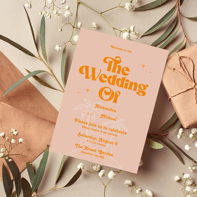 Modern Tropical Vibrant Orange Wedding Invitation (Creator Uploaded)