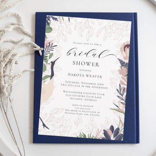 Modern Tropical Watercolor Greenery Bridal Shower Invitation