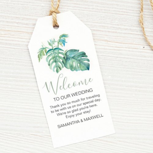 Modern Tropical Watercolor Greenery Welcome Gift Tags
