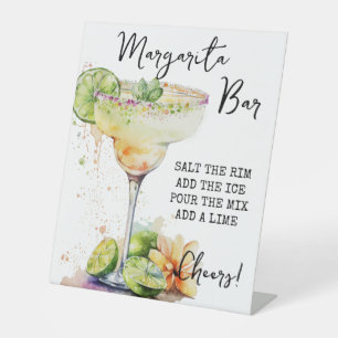 Modern Tropical Watercolor Margarita Bar Sign