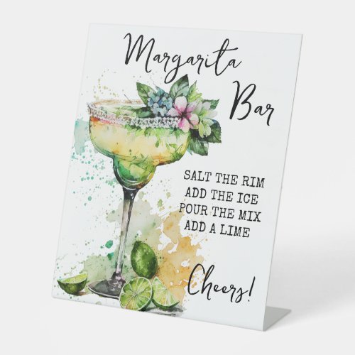 Modern Tropical Watercolor Margarita Bar Sign