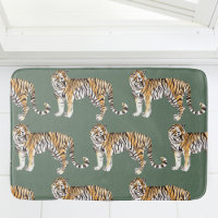 Modern Tropical Watercolor Tigers Wild Pattern