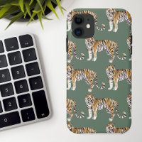 Modern Tropical Watercolor Tigers Wild Pattern