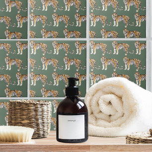 Modern Tropical Watercolor Tigers Wild Pattern Ceramic Tile