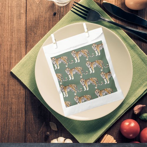 Modern Tropical Watercolor Tigers Wild Pattern Favor Bag