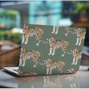 Modern Tropical Watercolor Tigers Wild Pattern HP Laptop Skin
