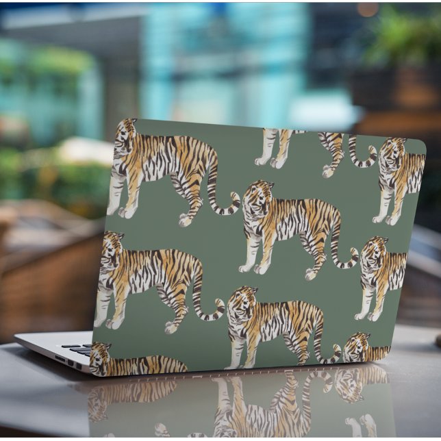 Modern Tropical Watercolor Tigers Wild Pattern HP Laptop Skin (Creator Uploaded)