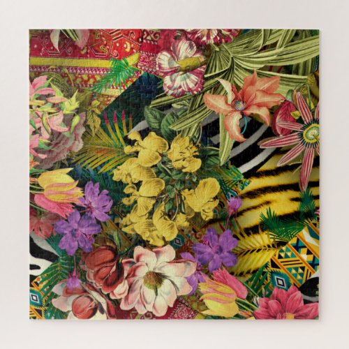 Modern Tropical Watercolor Yellow Floral Jigsaw Puzzle