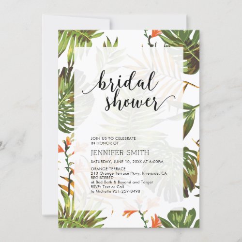 Modern Tropical Wedding Bridal Shower Invitation