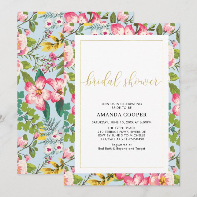 Modern Tropical Wedding Bridal Shower Invitation (Front/Back)