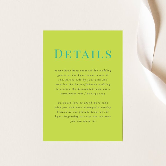 Modern Tropical Wedding Details Card (Creator Uploaded)