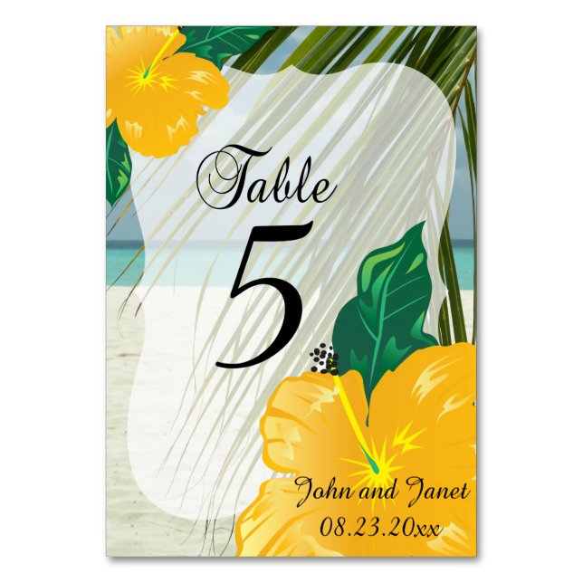 Modern Tropical Wedding  | Personalize Table Number (Front)