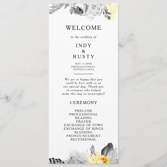 Modern Tropical Wedding Program (Front)