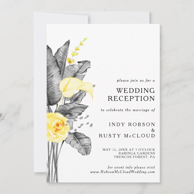 Modern Tropical Wedding Reception Invitation (Front)