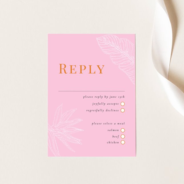 Modern Tropical Wedding RSVP Card with Meal Choice (Creator Uploaded)