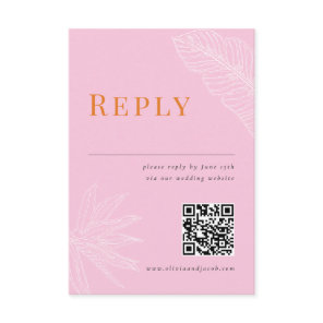 Modern Tropical Wedding RSVP Card with QR code