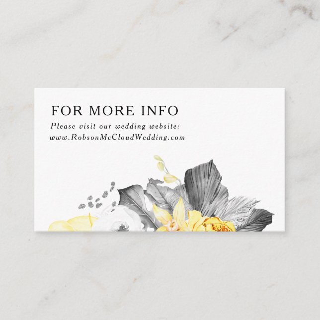 Modern Tropical Wedding Website Enclosure Card (Front)