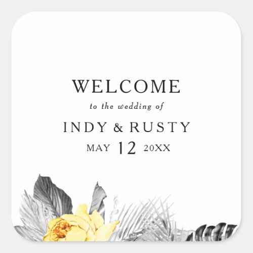 Modern Tropical Wedding Welcome Square Sticker