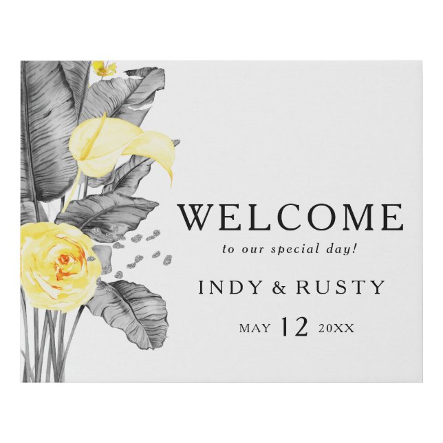 Modern Tropical Welcome Faux Canvas Print (Front)