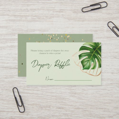 Modern Tropical Wild One Baby Shower Diaper Raffle Business Card