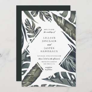 Modern Tropics Diamond Leaf Frame Wedding Invitation