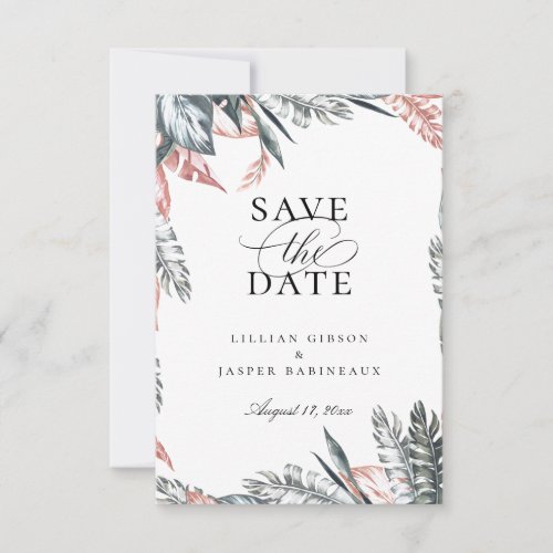 Modern Tropics Palm Frame Save the Date Announcement