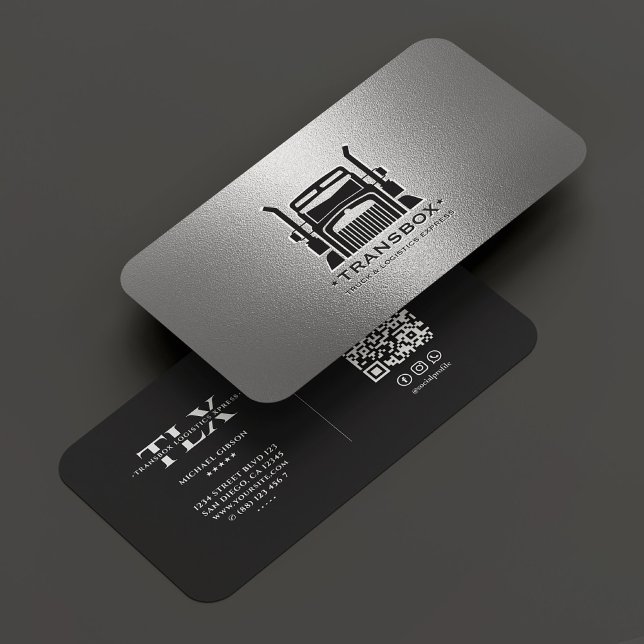 Modern Truck Driver Elegant Black Silver Logistics Business Card (Modern Truck Driver Elegant Black Silver Logistics Business Card
)