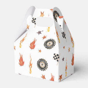 Modern Truck Racing Boys Birthday Watercolor White Favor Boxes