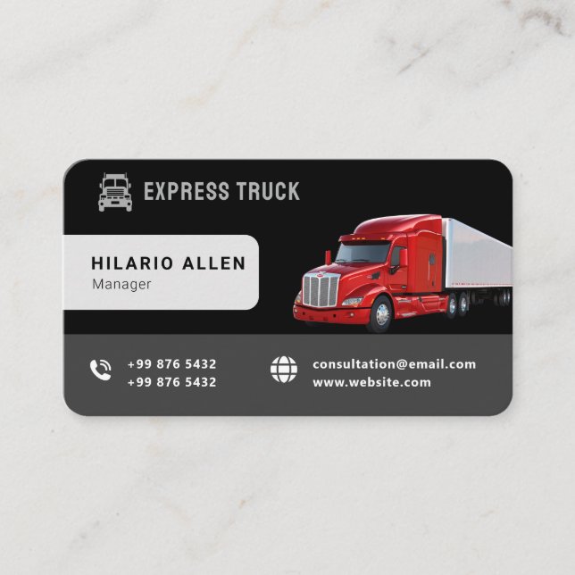 Modern Trucking Business | Black Business Card (Front)