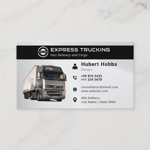 Modern Trucking Business  Black Gray Business Card