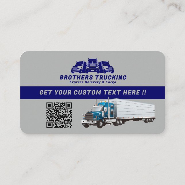Modern Trucking Business | Blue Gray Business Card (Back)
