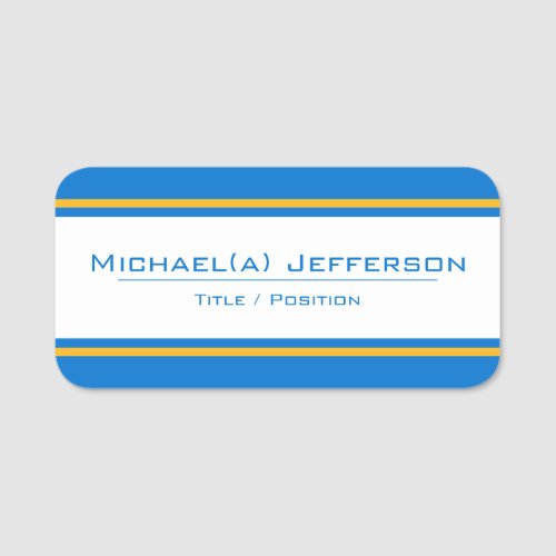 Modern True Blue  Ripe Mango Yellow Professional Name Tag