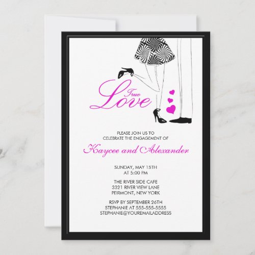 Modern True Love Couple Engagement Invitations