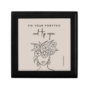 Modern Try Again Woman with Flowers Personalized Gift Box