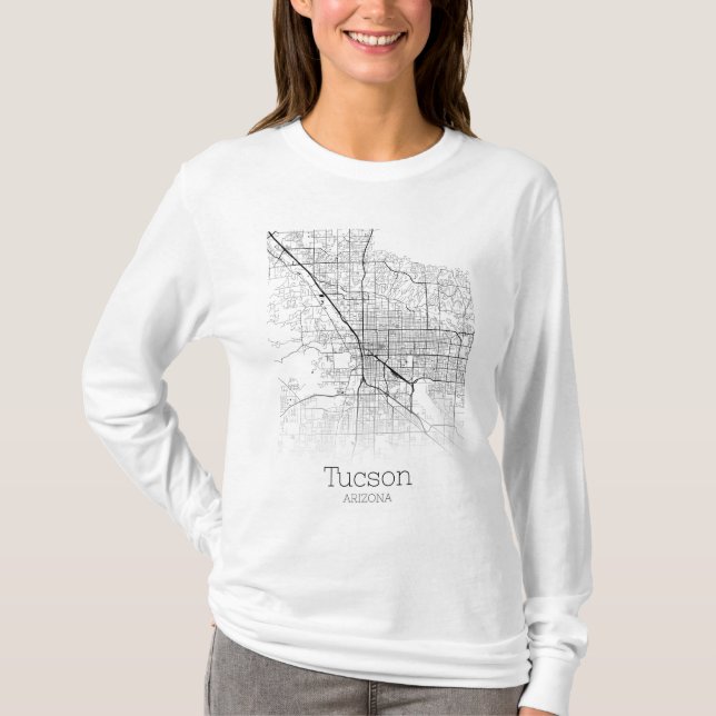  Modern Tucson Arizona Street Map T-Shirt (Front)