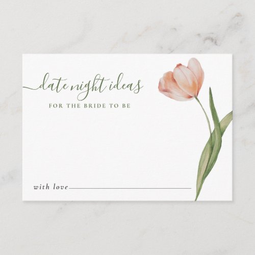 Modern Tulip Date Night Ideas Bridal Shower Enclosure Card