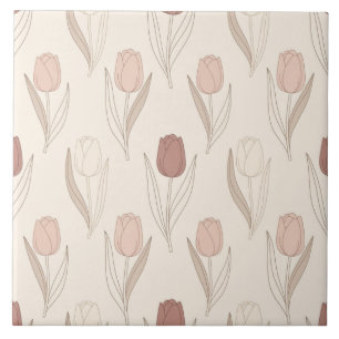 Modern Tulip Floral Pattern Ceramic Tile
