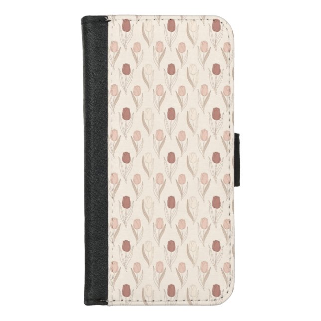 Modern Tulip Floral Pattern iPhone Wallet Case (Front)