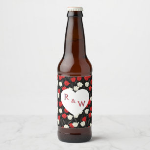 Modern tulip Floral Wedding Beer Label