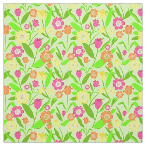 Modern Tulip Flowers Pattern Fabric