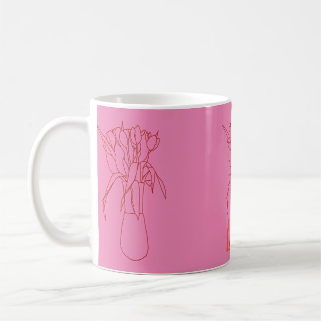 Modern Tulip Line Original  Illustration For Her  Coffee Mug (Left)