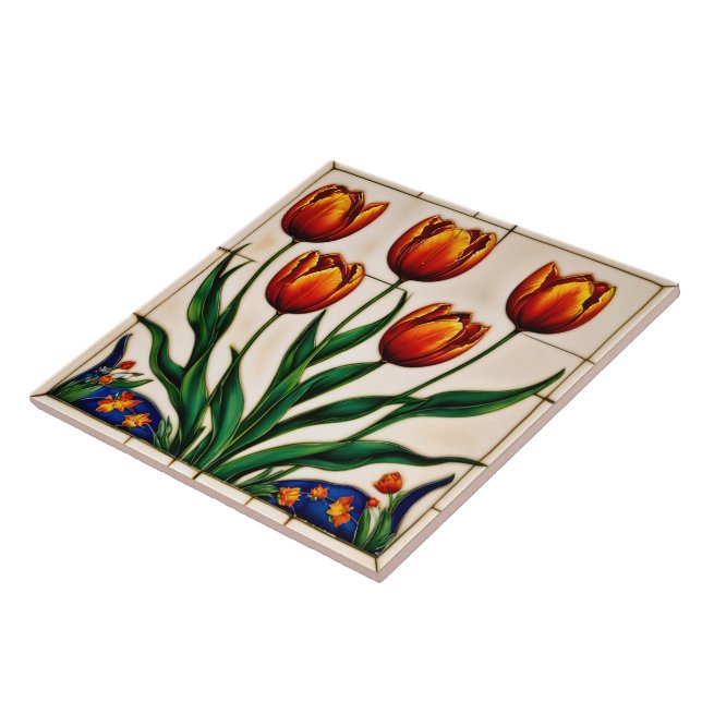 Modern Tulips Beautiful Collection Ceramic Tile (Side)