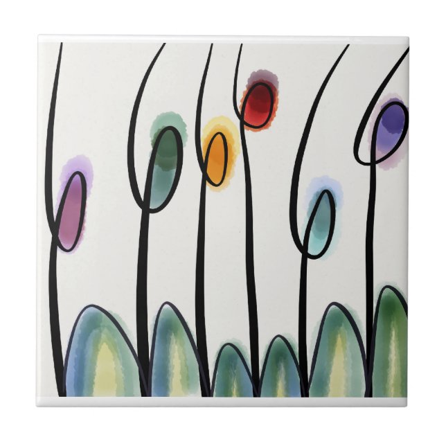Modern tulips ceramic tile (Front)