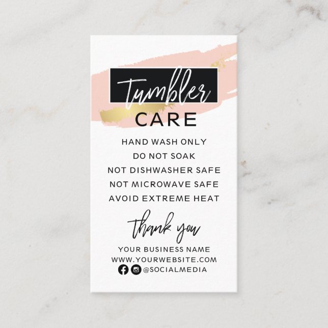 Modern Tumbler Care Business Card (Front)
